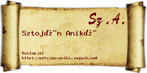 Sztoján Anikó névjegykártya